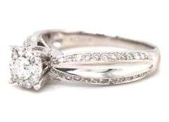 14kt White gold 0.55ctw diamond cluster engagement ring