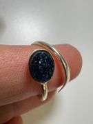 Sterling Silver 925 Titanium Coated Druzy Agate Crystal Stone Ring Adjustable Spoon Band