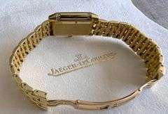 Simply stunning 18k yellow gold Jaeger-LeCoultre Reverso wristwatch with diamond accents