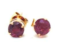19kt Yellow gold 1ctw ruby stud earrings
