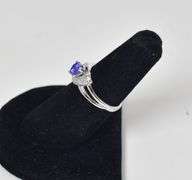 Sterling Silver Sapphire Gemstone ring with Diamond Accents