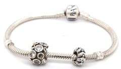 925 Sterling silver Pandora bracelet with 2 charms