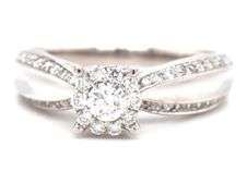 14kt White gold 0.55ctw diamond cluster engagement ring