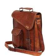 Distressed Genuine Leather Messenger Satchel