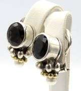 Lagos Caviar smokey quartz and pearl 2 tone earrings