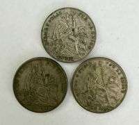 Set of 3 Peruvian Un Sol Silver Coins