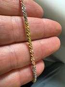 Gold Plated Sterling Silver Popcorn Roc Chain 2.6mm 925 Tri-Color Criss Cross Necklace 18"