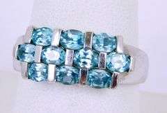 Sterling Blue Topaz Wide Ring, Size 8.5