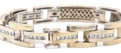 18KT White Gold Princess Cut Diamond Link Bracelet 8.25 Inches with Certificate