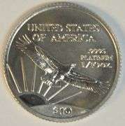 Immaculate Superb Gem BU 2000 $10 Pure Platinum American Eagle