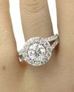 14kt White gold lab grown diamond halo engagement ring