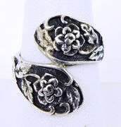 Vintage Sterling Floral Bypass Ring, Size 8