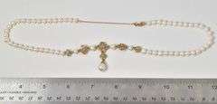 Marvelous 10k Yellow Gold Pearl Necklace with Diamond Accents