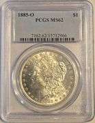 1885-O Morgan Silver Dollar PCGS MS62 Certified