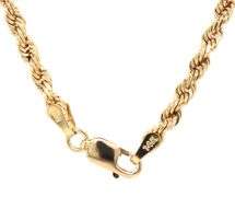 Rope chain necklace in 14kt Yellow gold