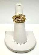 Sparkling 14 K Yellow Gold Plate  CZ Single Band Trendy Stack Look Ring