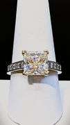 14 Kt Sparkling White Gold Plate 5 Ct Princess Cut White  Vs1 Fire Moissanite Ring