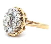 Vintage 14kt Yellow gold 2.25ctw diamond cluster ring