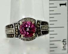 Feminine 14K  Pink Tourmaline & Diamond Ring