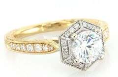 New Gabriel & Co. 0.27ctw Hexagon Frame Semi Mount Ring in 14K