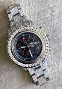 Investment! Showstopper Breitling Super Avenger II Iced Out Custom Made Diamond Watch
