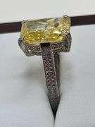Superb Platinum 6.05 Carat Certified Fancy Vivid Yellow Lab Diamond Ring