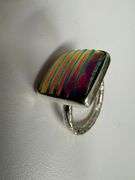 Sterling Silver 925 One of a Kind Dichroic Glass Ring Size 8