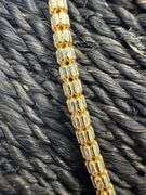 Sterling Silver 2-Tone Gold Plated Diamond-Cut Bead Tube Chain 4mm 925 Italy 18"