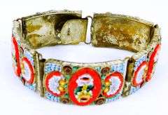 Vintage Italian Micro Mosaic Wide Bracelet