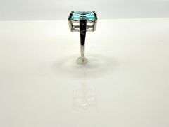 14 Kt White Gold Plate 6.5 Ct Simulated Sky Blue Topaz Ring.