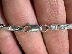 Sterling Silver Diamond-Cut Flat Rope Chain 3.8mm Solid 925 Italy New Necklace 18"