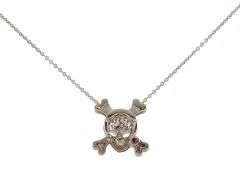 Roberto Coin 0.20ctw Diamond Skull and Crossbones Pendant Necklace in 18K