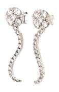 14kt White gold 2ctw diamond cluster swirl post earrings