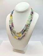Beautiful 413 Cttw Natural Mined From The Earth 3 Strand Flourite Necklace