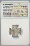 Nice Roman Silver Denarius of Emperor Antoninus Pius, 138-161 AD. NGC Ch VF