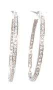 18kt White gold 1ctw diamond in out hoop earrings
