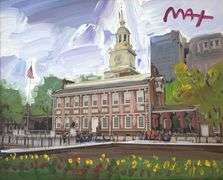 Original Peter Max Mixed Media with Acrylic Philadephia Independence Hall