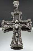 14K WHITE GOLD 1.75CTW NATURAL DIAMOND CRUCIFIX CROSS PENDANT