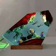 Handcrafted Octopus Ocean Lamp with Wooden Base