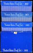 4 Different Blue Box US Proof Sets in Box w/CoA: 1968-1972
