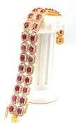 Enamoring Brand New European 20.00CTW Oval Faceted Ruby &  5.00CTW Diamond Bracelet in 14K Yellow Go