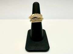 Sparkling 14 K Yellow Gold Plate  CZ Single Band Trendy Stack Look Ring