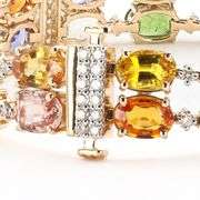 14K YELLOW GOLD MULTICOLOR SAPPHIRE AND DIAMOND BRACELET 34.09 C.T.W.