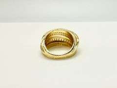 Sparkling 14 K Yellow Gold Plate  CZ Single Band Trendy Stack Look Ring