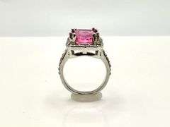 Stunning 14 kt White Gold Plate 6.75 Ct Emerald Cut Pink Kunzite Ring