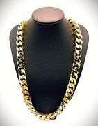 Classic 14 Kt Yellow Gold Plate 112 Gram Cuban Curb Chain Link Necklace.