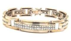 18KT White Gold Princess Cut Diamond Link Bracelet 8.25 Inches with Certificate