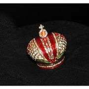 Enameled Royal Crown with Rhinestones Trinket Box