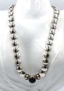 925 Sterling silver Lagos Caviar black onyx circle disk necklace