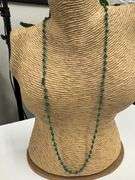 Sterling Silver Unique Green Onyx Gem Stone Chain 24" Necklace with Pear Clasp